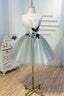 Princess Light Green Flower Sheer Back A Line Short Prom Dress