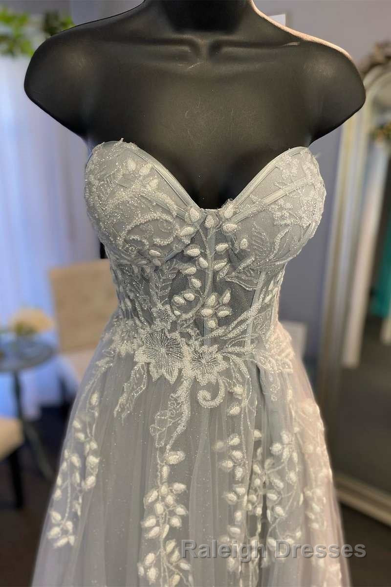 Tulle Floral Lace Sweetheart A Line Prom Gown Secondary image