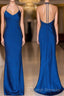 Mermaid Halter Royal Blue Satin Long Prom Gown