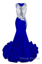 Portrait Trumpet Sweep Train Sleeveless Beading Evening Dress