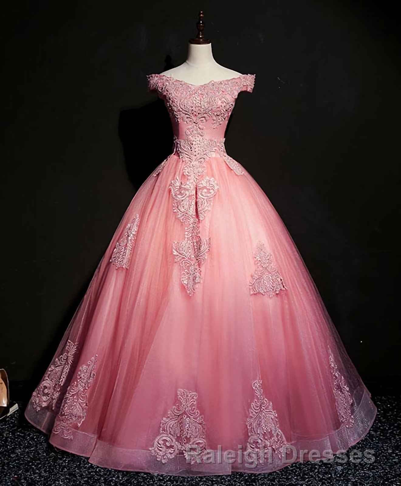 Blue Tulle Lace Off Shoulder Long Prom Dress, Blue Tulle Lace Evening Dress