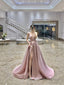 Pink A Line Long Prom Dresses