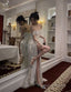 Shinny High Slit Women Formal Prom Prom Prom Gown