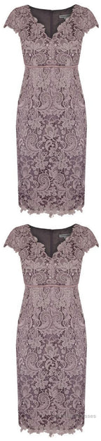 Sheath V Neck Cap Sleeves Lace Empire Mother Of The Bride Dress With Sash 6280
