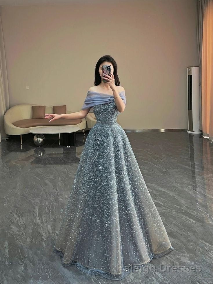 Luxurious Off The Shoulder A-line Evening Dress, Birthday Party Gown Main image