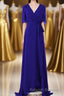 Royal Blue Chiffon Wrap Long Bridesmaid Dress