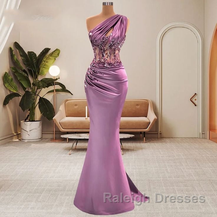 Lilac One Shoulder Mermaid Prom Dress with Beads Secondary image
