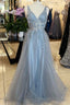 Fairy-Tale 3D Floral Lace V Neck A Line Prom Dress