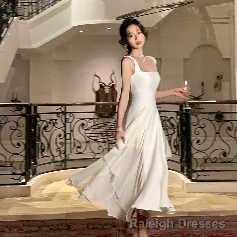 White Elegant Ruffles White Midi Dresses Summer New Evening Party Women Clothes Fashion Sundress Birthday Ladies Dresses Main image