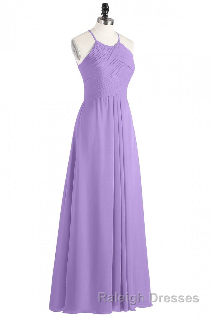 Sage Green Chiffon Halter Backless Long Bridesmaid Dress