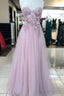 Princess Pink Sweetheart 3D Floral Lace A Line Prom Dress
