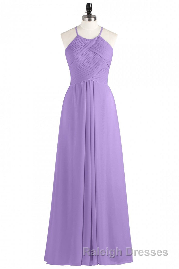 Sage Green Chiffon Halter Backless Long Bridesmaid Dress