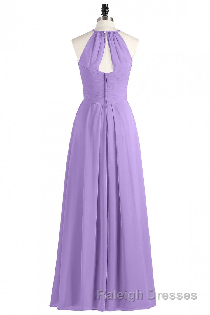 Sage Green Chiffon Halter Backless Long Bridesmaid Dress