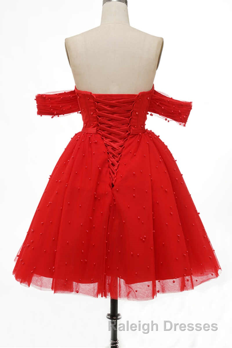 Red Off-the-Shoulder Bustier A-Line Short Homecoming Dress Secondary image