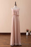 Blush Pink Spaghetti Strap Ruffled Long Bridesmaid Dress