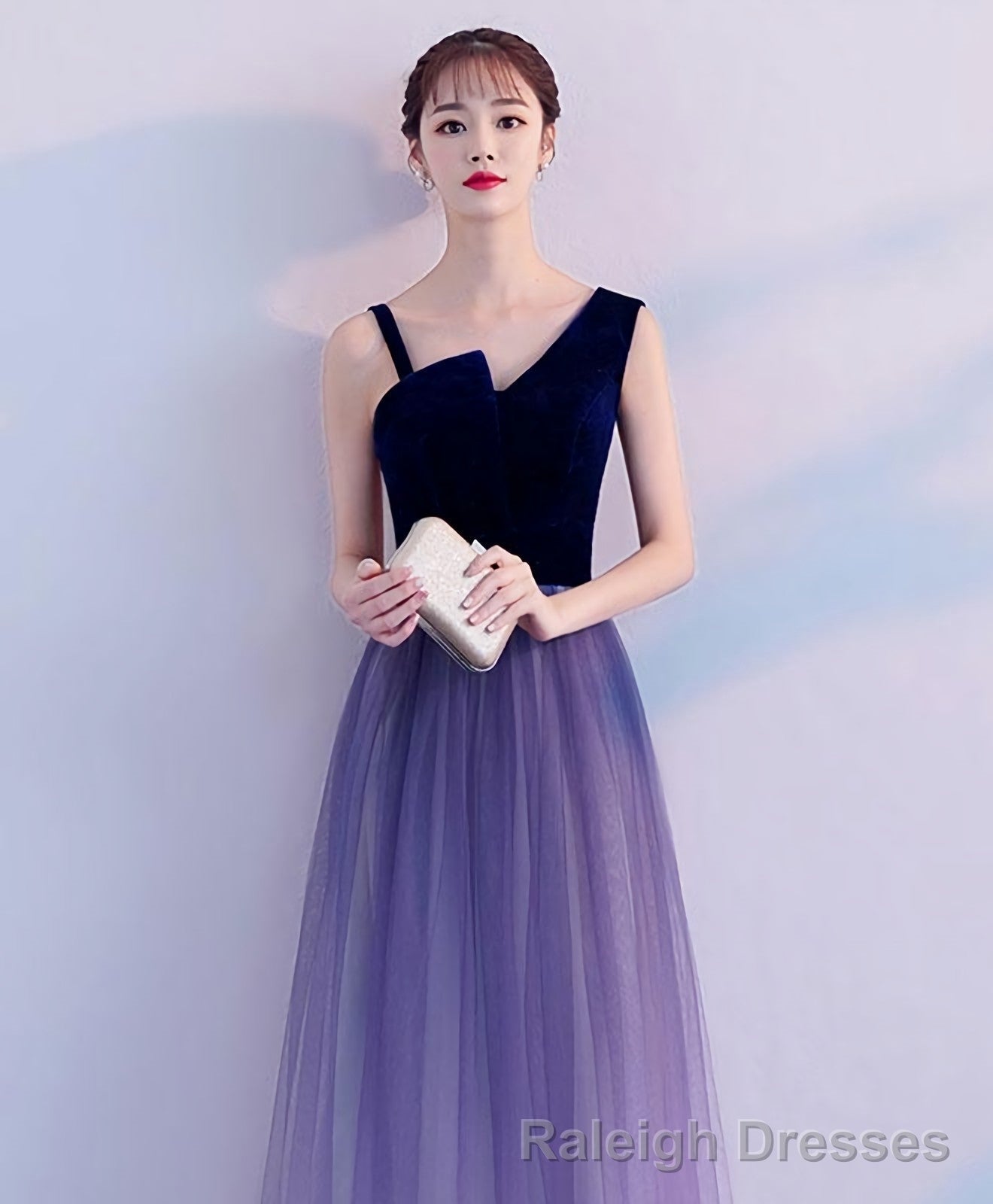 Purple Tulle Long Prom Dress Purple Tulle Bridesmaid Dress