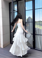 Sexy Straps Prom Dress Irregular Ruffles Mermaid Birthday Dress