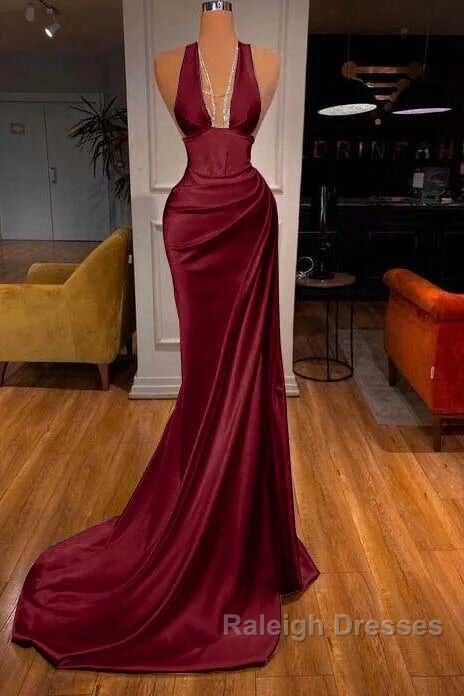Halter V-Neck Mermaid Prom Dress Elegant