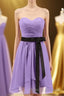 Lavender Strapless Tie-Side Short Bridesmaid Dress