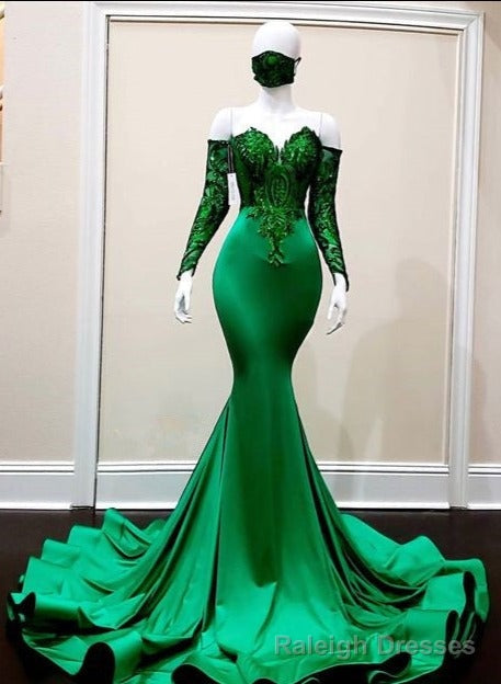 Green prom dresses, sparkly evening dresses, mermaid prom dresses Main image