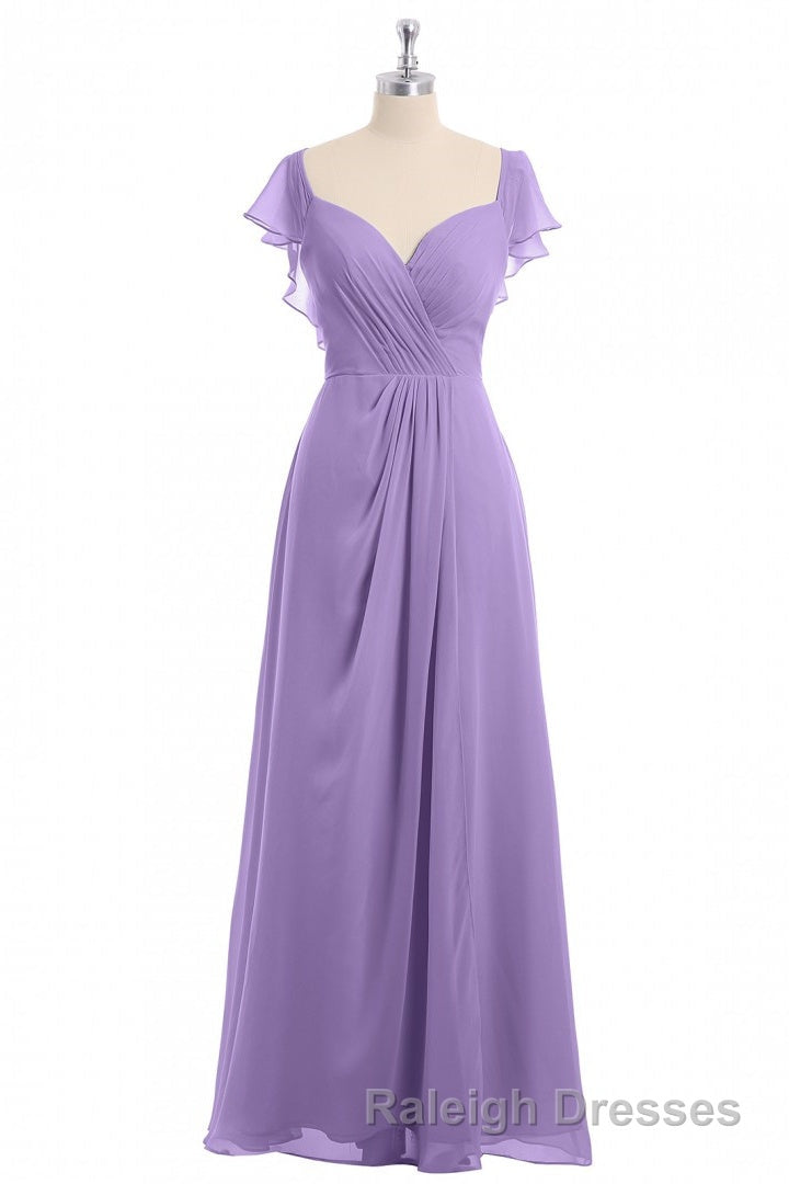 Lavender Sweetheart Ruffled A-Line Long Bridesmaid Dress