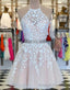 A Line Pink Tulle Short Prom Dress With Appliques