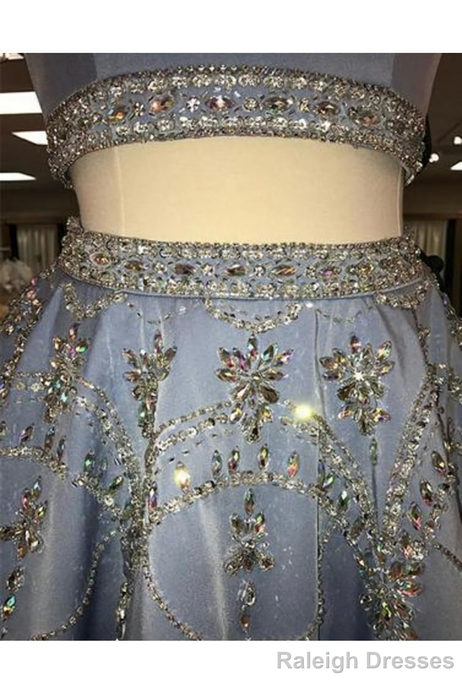 A Line 2 Pieces Beaded Satin Short Homecoming Dress Scoop