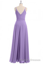 Lavender Spaghetti Straps Tie-Side Long Formal Dress