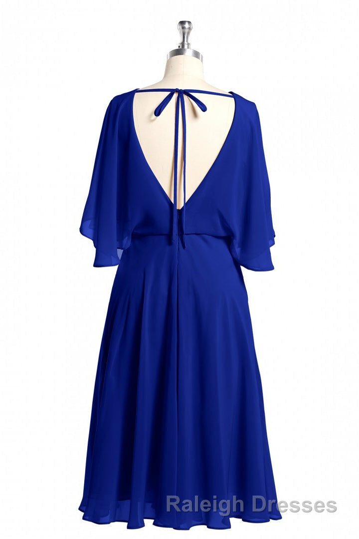 Royal Blue Long Sleeve Blouson-Style Bridesmaid Dress Secondary image