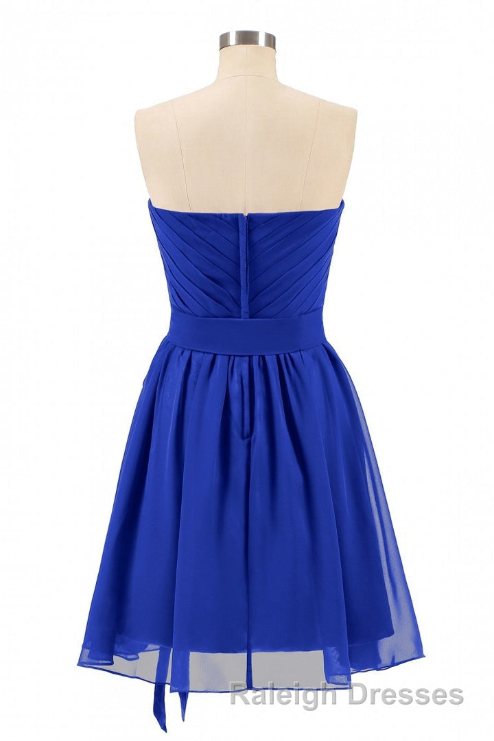 Royal Blue Sweetheart Tie-Side Short Bridesmaid Dresses Secondary image