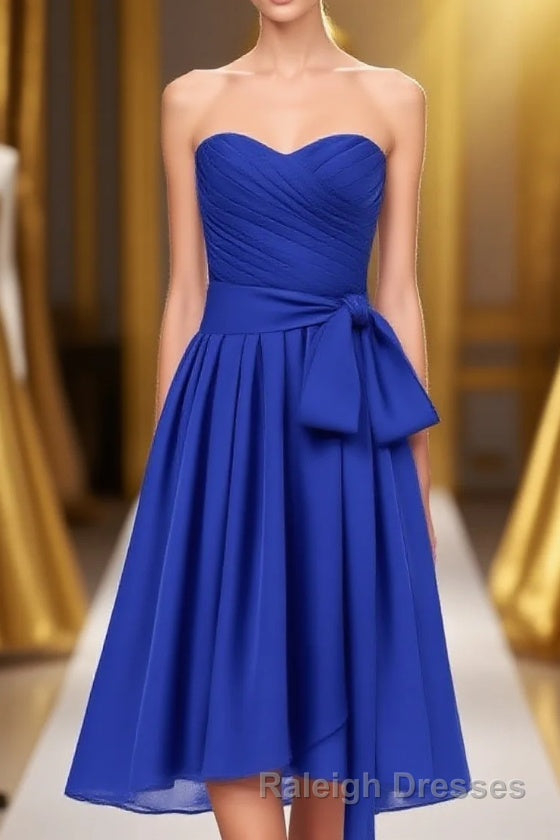 Royal Blue Sweetheart Tie-Side Short Bridesmaid Dress Main image