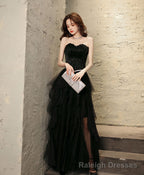 Black Tulle Long Prom Dress, Black Tulle Formal Dress, 1