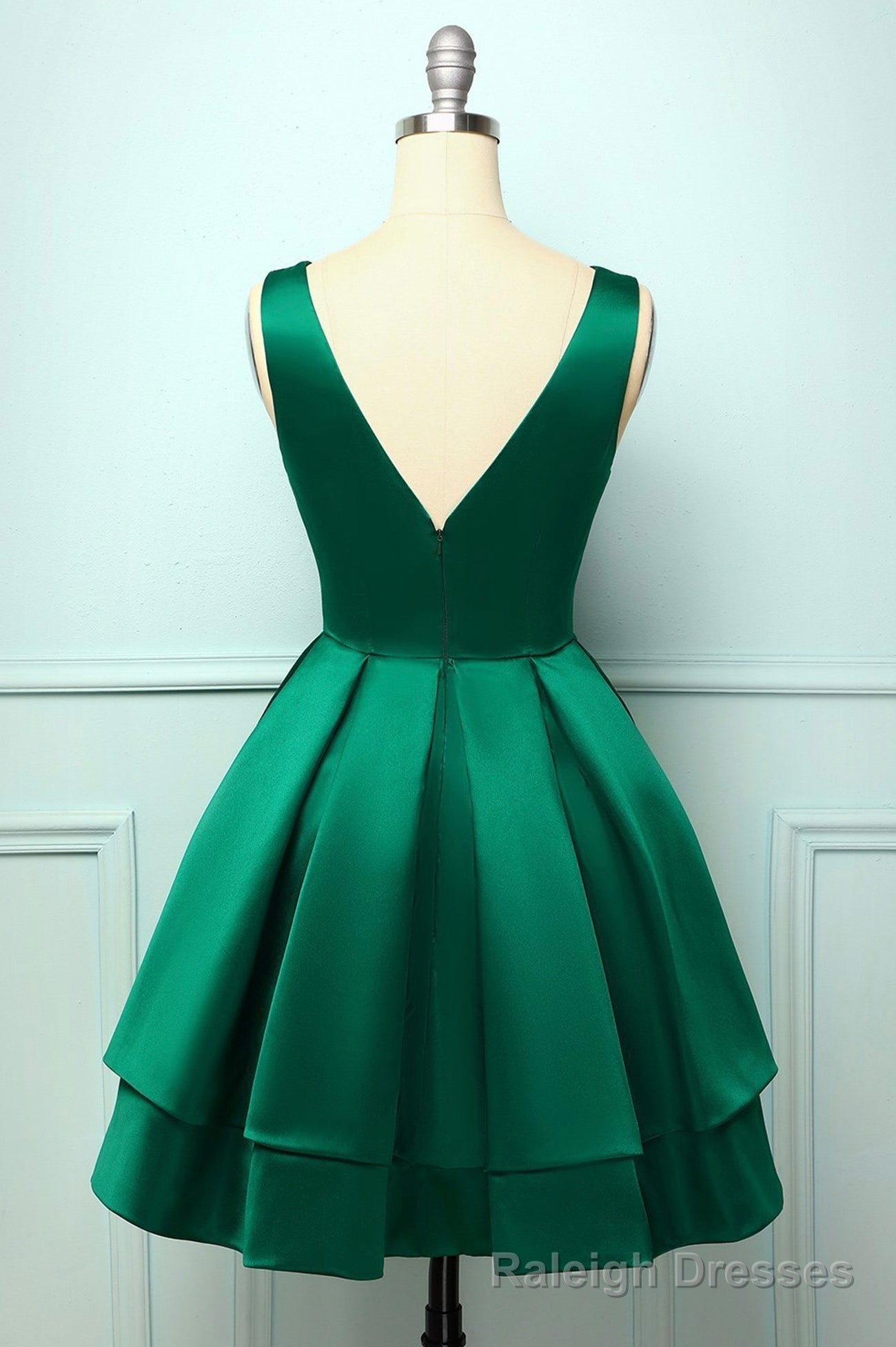 Green Satin Short Prom Dresses, A-Line Homecoming Dresses Secondary image