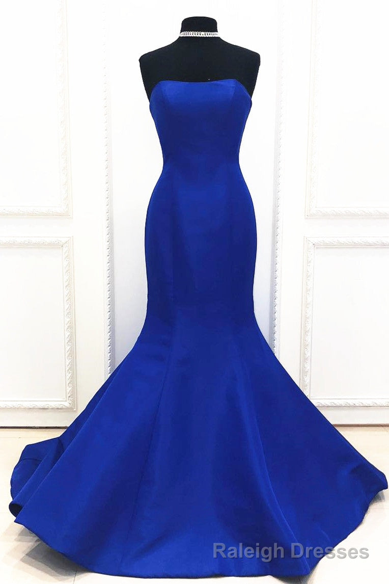 Mermaid Strapless Royal Blue Long Prom Dress