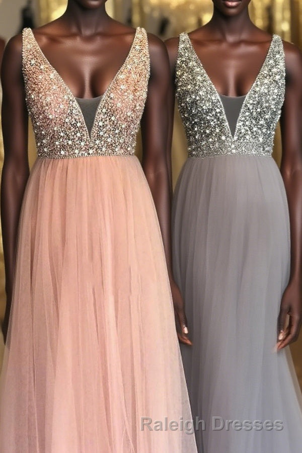Princess Illusion V Blush Pink Prom Dress with Beading Main image