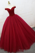 Off the Shoulder Red Ball Gowns
