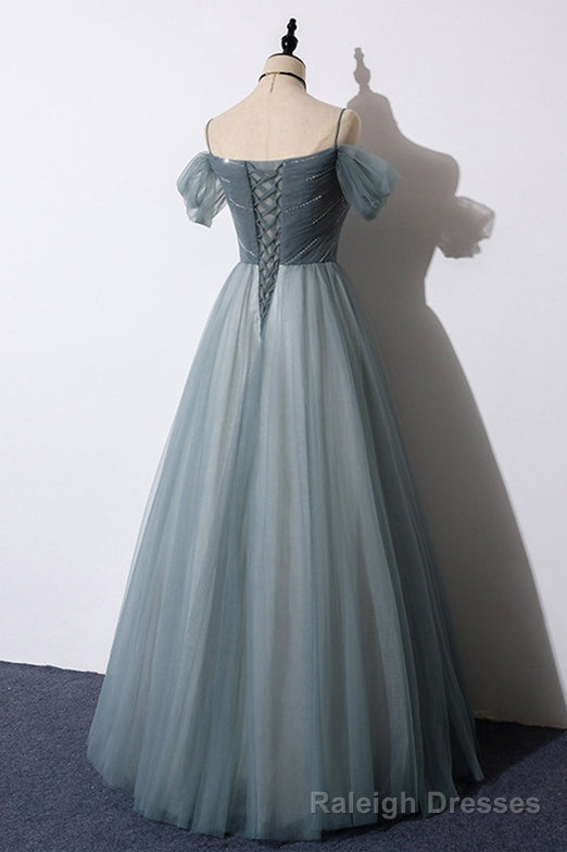 Off the Shoulder Grey Tulle Prom Dress Main image