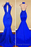 Elegant Mermaid High Neck Royal Blue Long Prom Dress