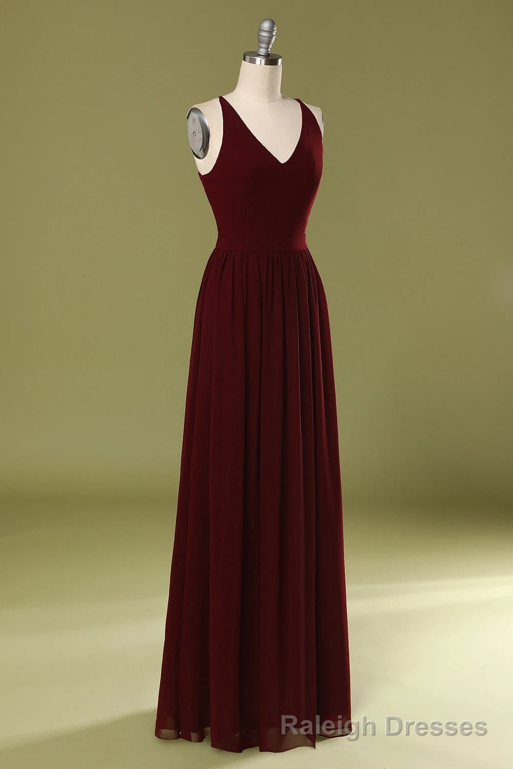 Sheath V Neck Burgundy Bridesmaid Dress with Lace Back Secondary image
