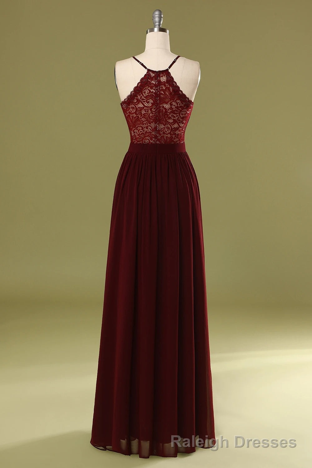 Sheath V Neck Burgundy Bridesmaid Dress with Lace Back