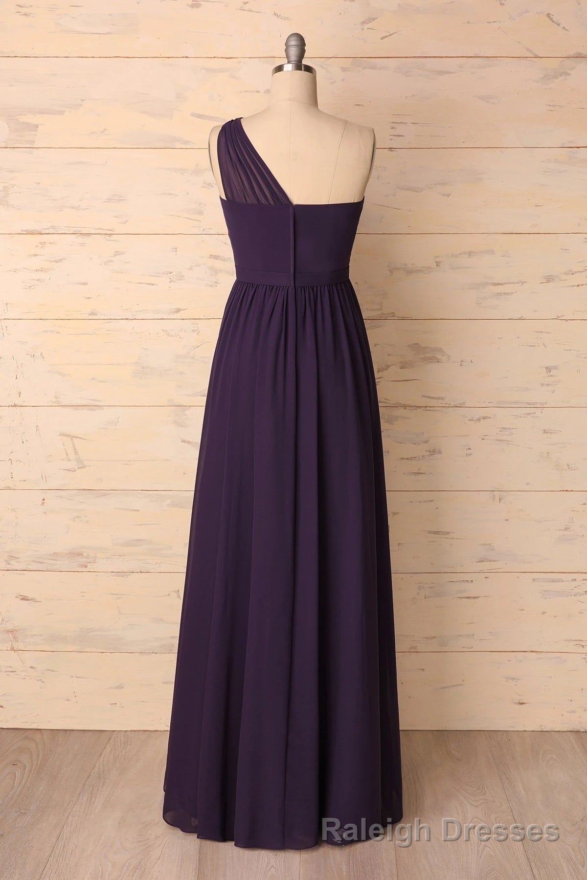 Elegant One Shoulder Plum Bridesmaid Dress Secondary image