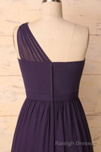 Elegant One Shoulder Plum Bridesmaid Dress
