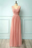 A Line Blush Pink Bridesmaid Dress with Lace Top