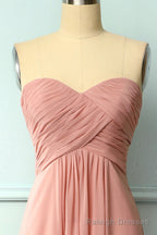 Elegant Sweetheart Pleated Blush Bridesmaid Dress