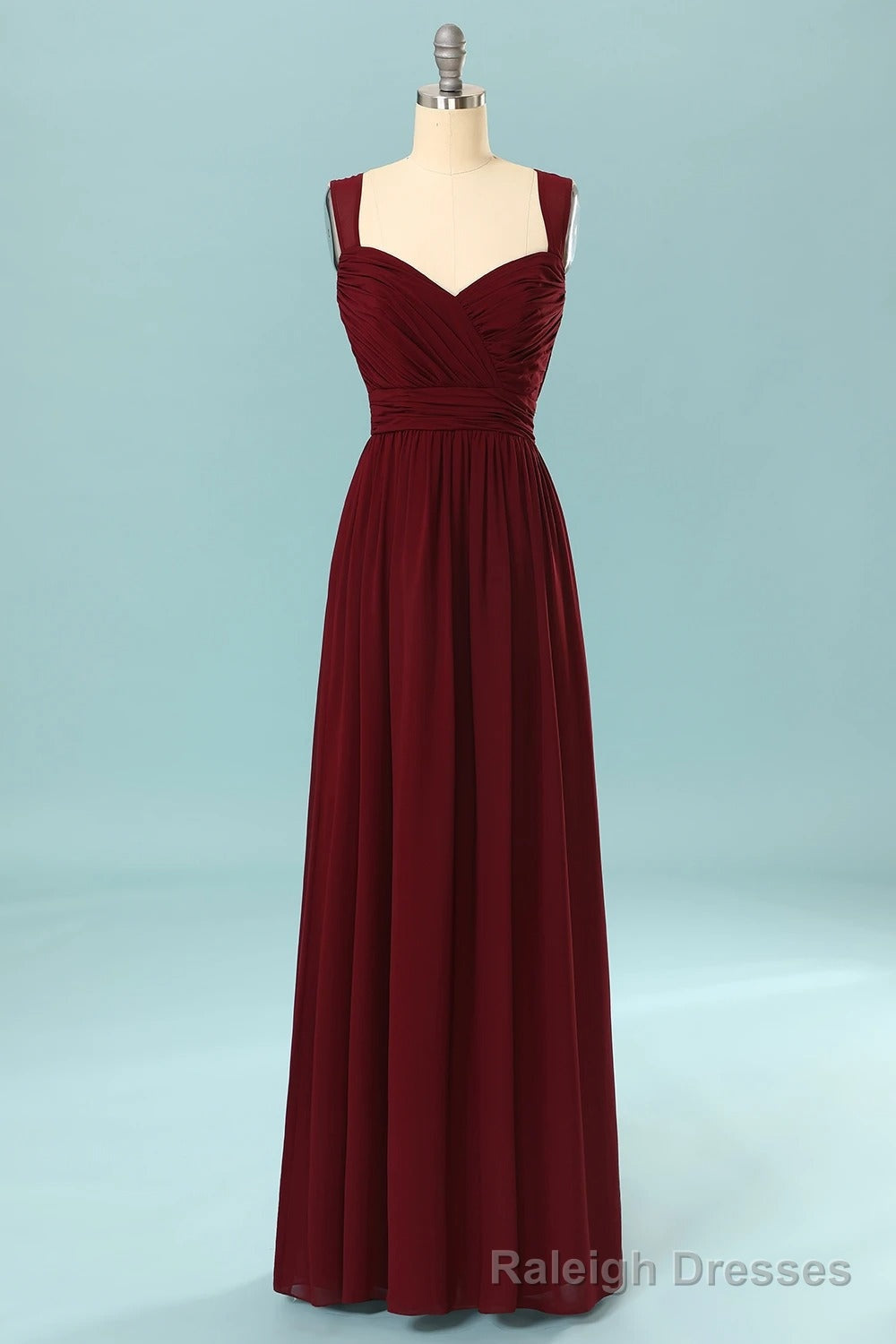 Elegant Pleated Burgundy Bridesmaid Dress with Keyhole