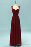 Elegant Pleated Burgundy Bridesmaid Dress with Keyhole