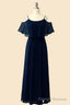 Off The Shoulder Navy Blue Long Bridesmaid Dress