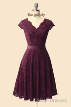 A Line Cap Sleeve Navy Blue Bridesmaid Dresses with Belt