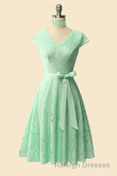 A-Line Cap Sleeve Navy Blue Bridesmaid Dress with Belt Secondary image