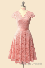 A-Line Cap Sleeve Navy Blue Bridesmaid Dress with Belt